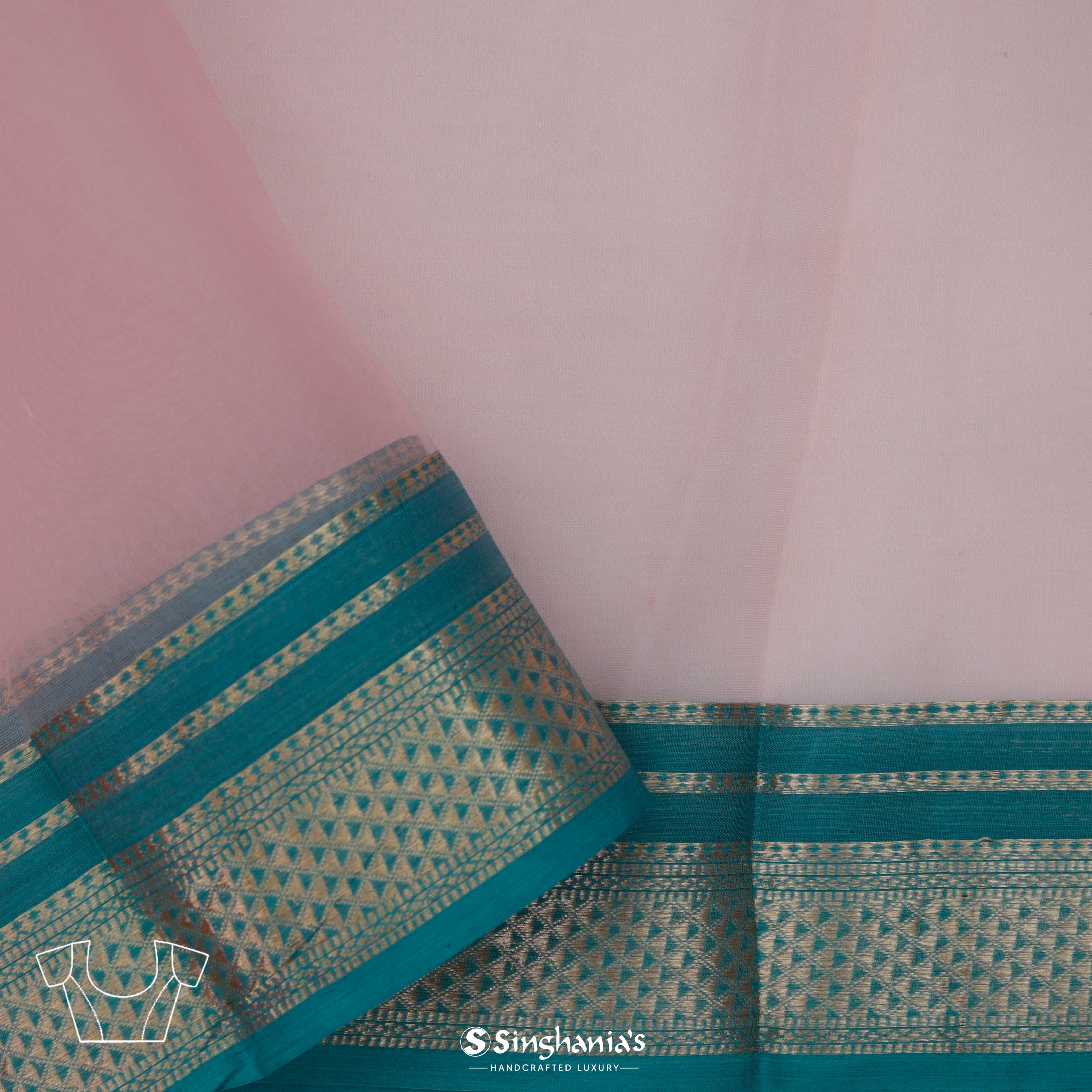 Soft Pink Organza Printed Saree With Floral Pattern