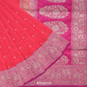 Neon Fuchsia Banarasi Silk Saree With Hand Embroidery