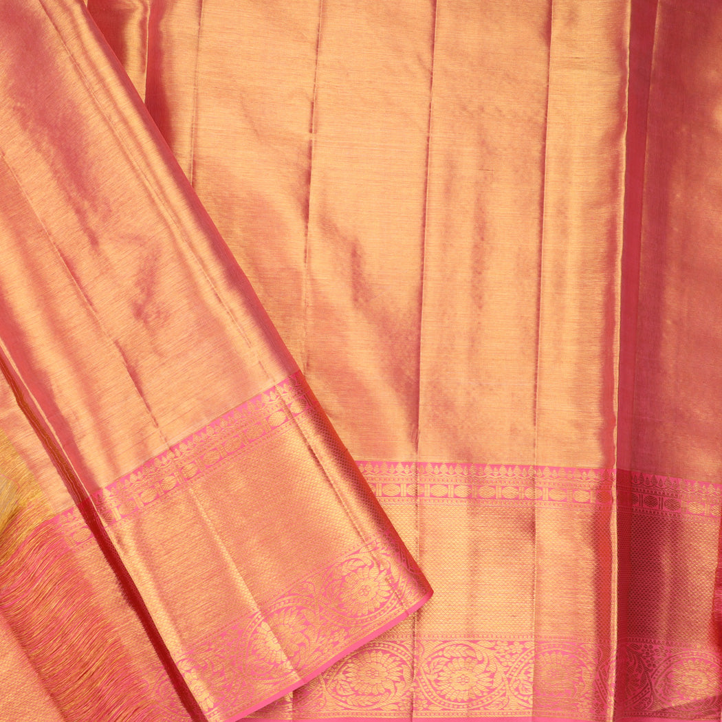 Gold Tissue Kanjivaram Silk Saree With Floral Motifs