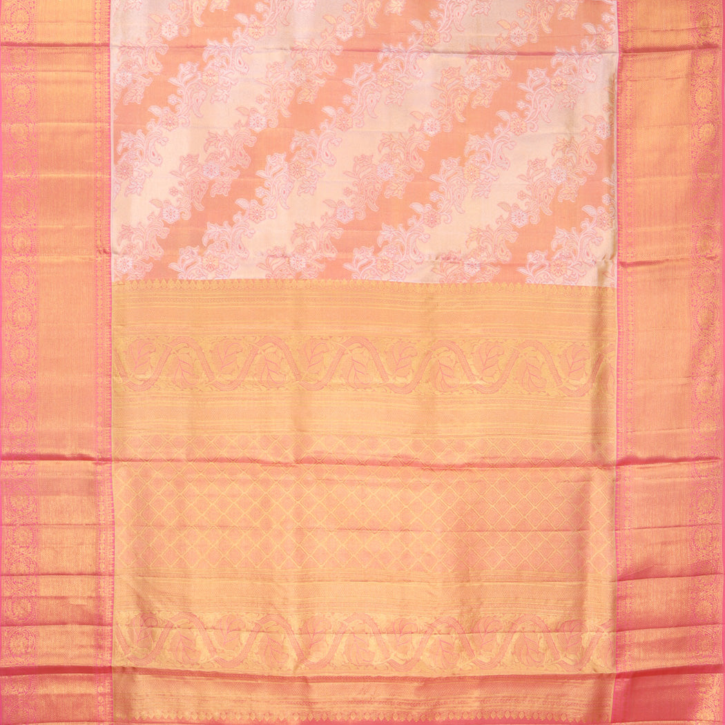 Gold Tissue Kanjivaram Silk Saree With Floral Motifs
