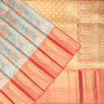 Pastel Blue Tissue Kanjivaram Silk Saree With Floral Motif Pattern