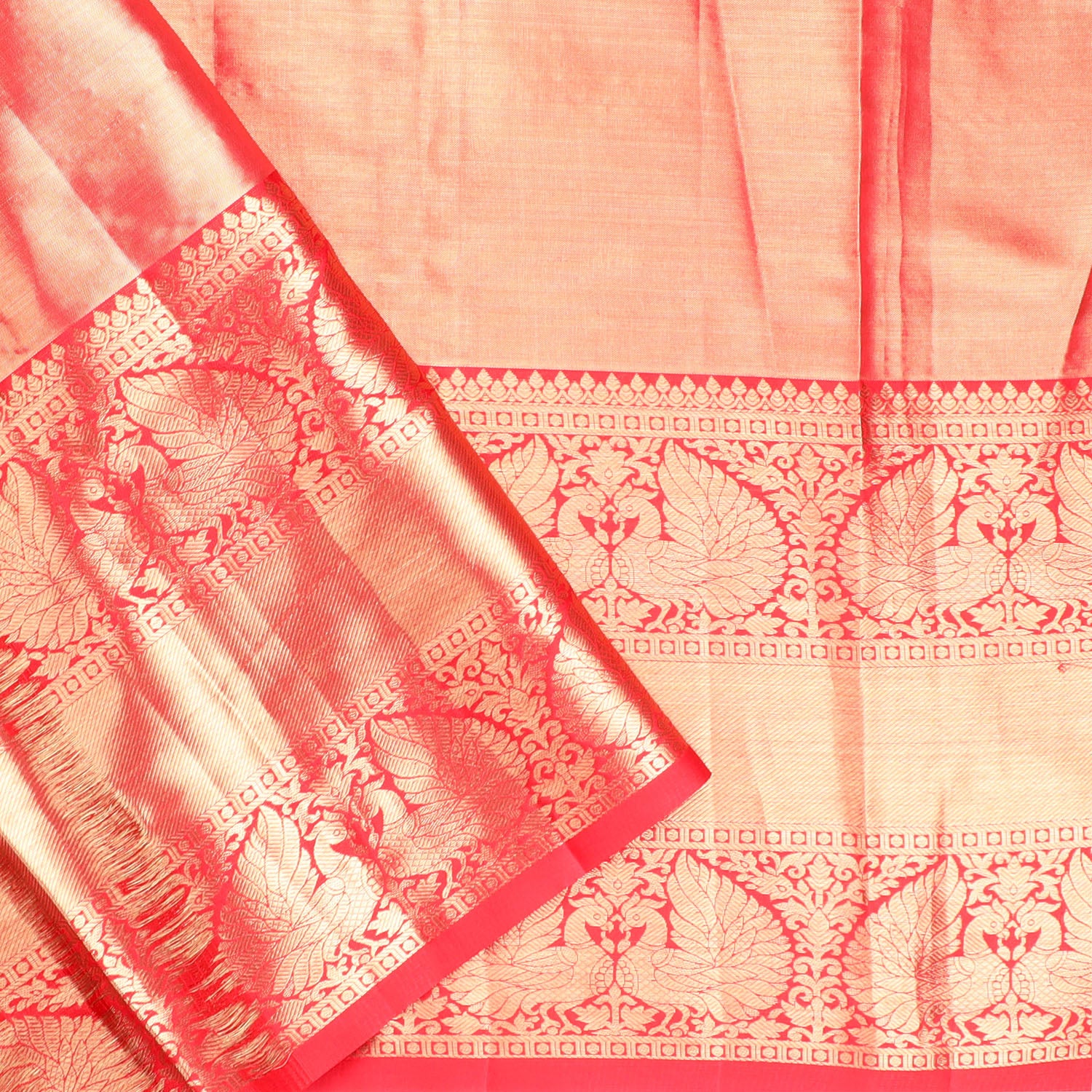 Orange Tissue Kanjivaram Silk With Floral Pattern