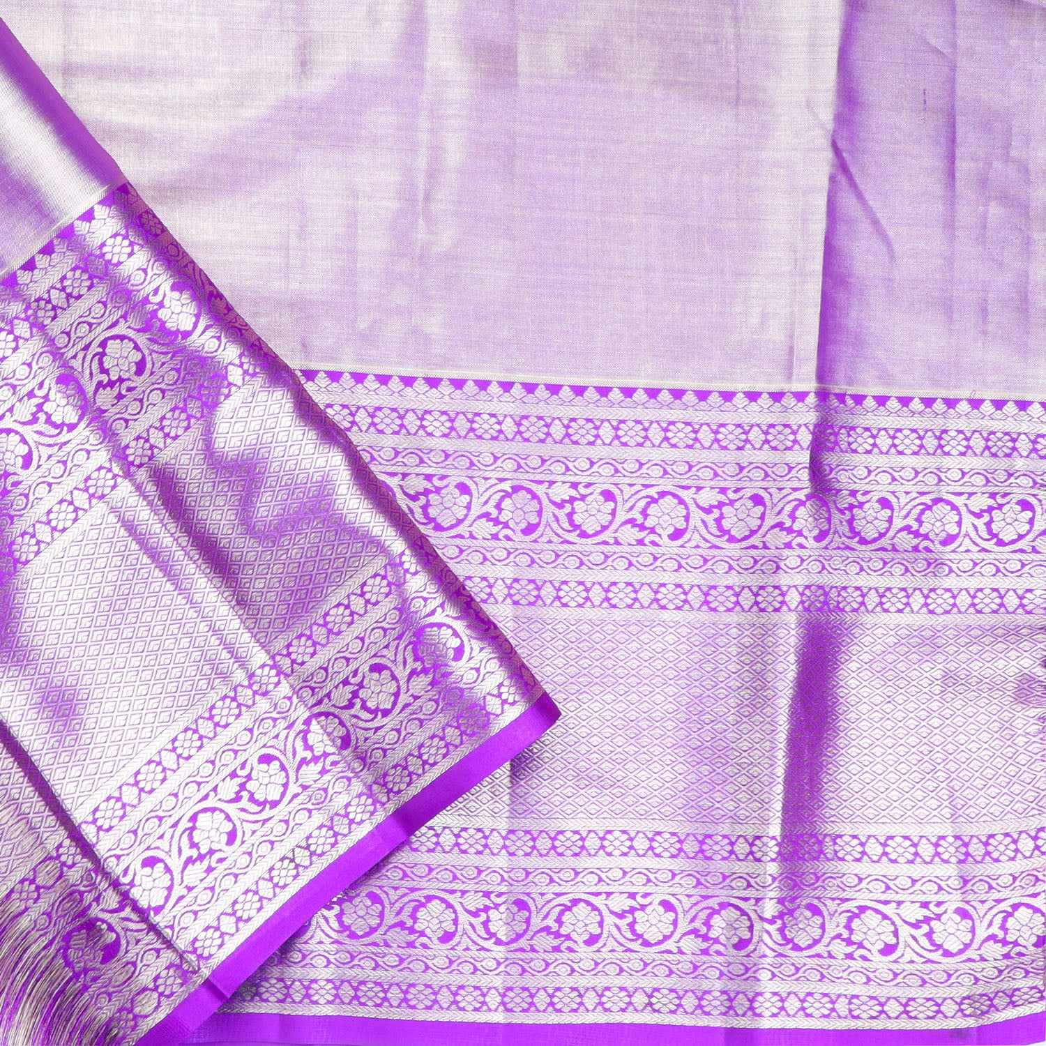 Pink Tissue Kanjivaram Silk Saree With Floral Motif Pattern