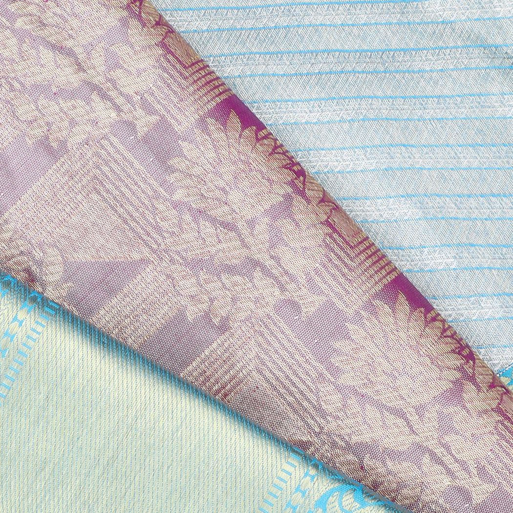 Thistle Purple Kanjivaram Silk Saree With Floral Pattern