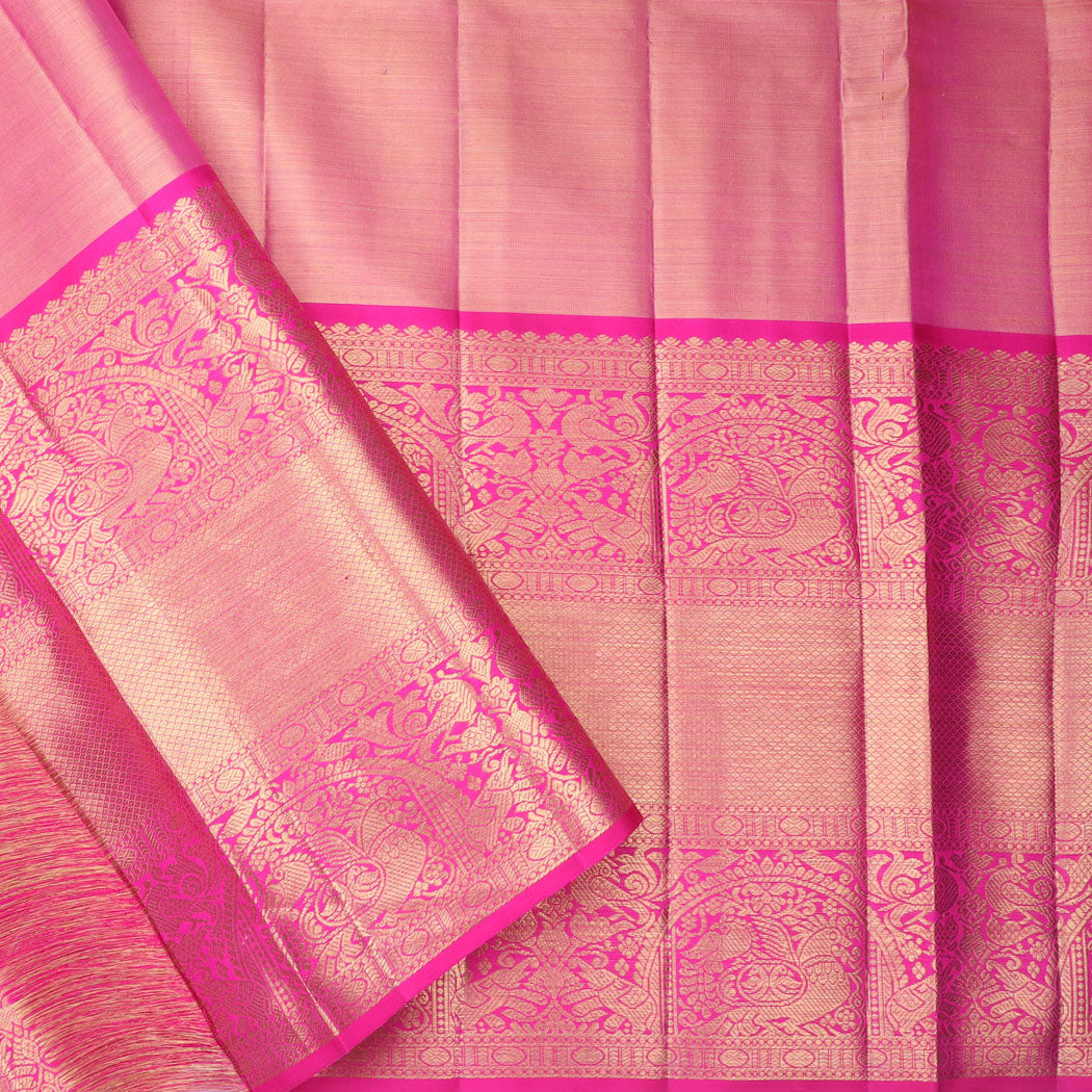 Purple Kanjivaram Silk Saree With Floral Pattern