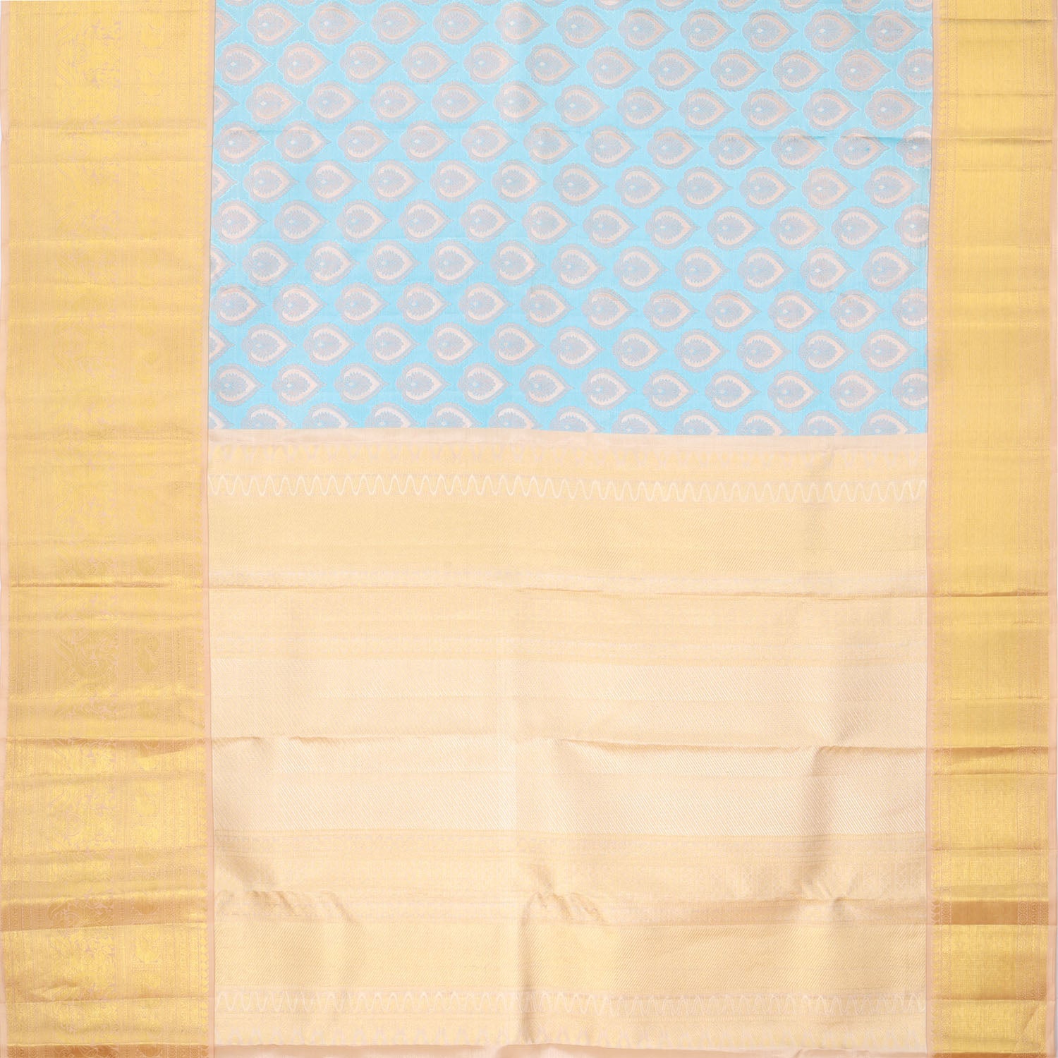 Blue Kanjivaram Silk Saree With Floral Buttas