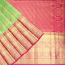 Light Green Kanjivaram Silk Saree With Floral Motif Pattern