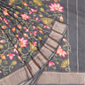 Earthy Grey Silk Saree With Printed Floral Pattern