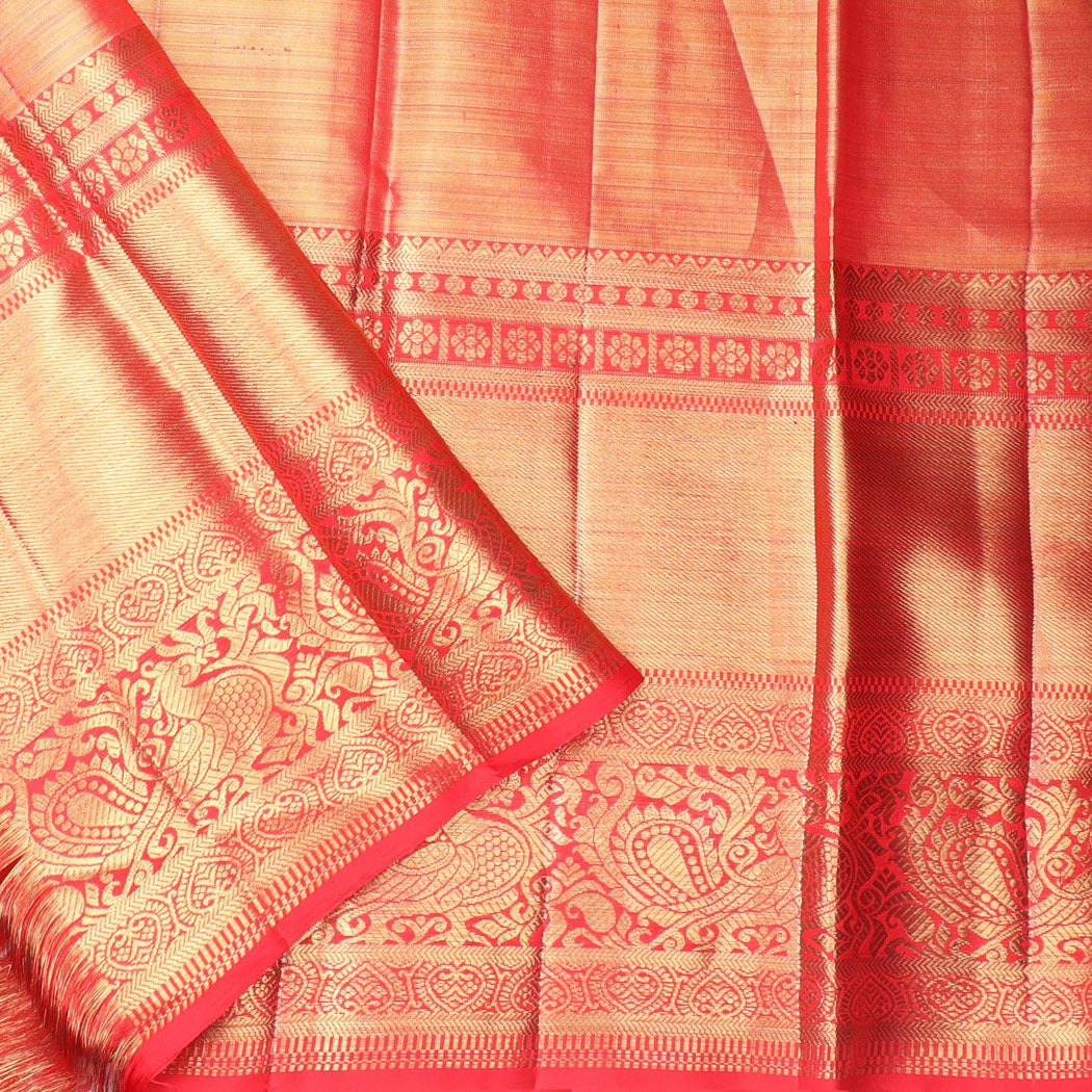 Violet Tissue Kanjivaram Silk Saree With Floral Motif Pattern