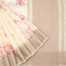 Pastel Cream Chanderi Silk Saree With Floral Printed Motifs