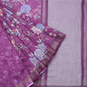 Purple Chanderi Silk Saree With Floral Printed Motifs