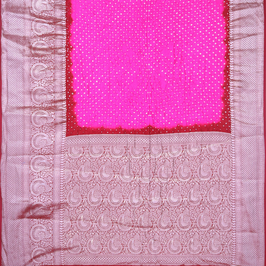 Vivid Pink Bandhani Kanjivaram Silk Saree