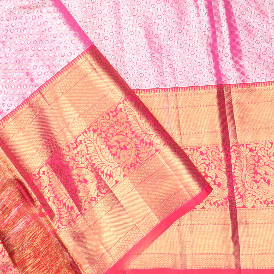 Ice Blue Tissue Kanjivaram Silk Saree With Floral Pattern