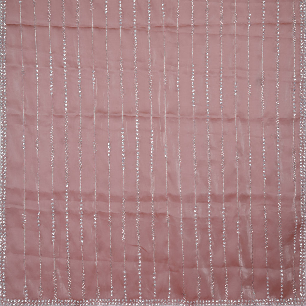 Copper Pink Silk Saree With Embroidery