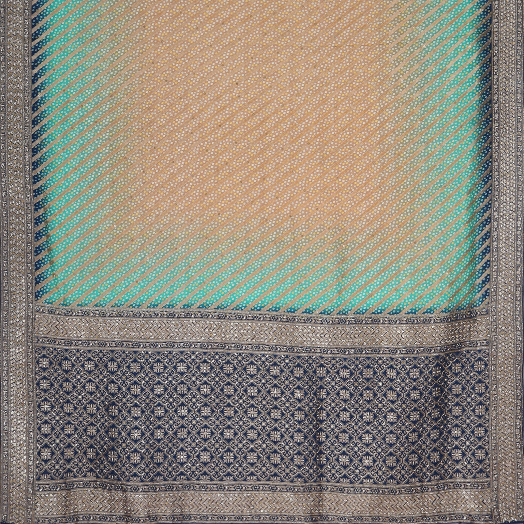 Multicolor Embroidery Silk Saree With Bandhani Print