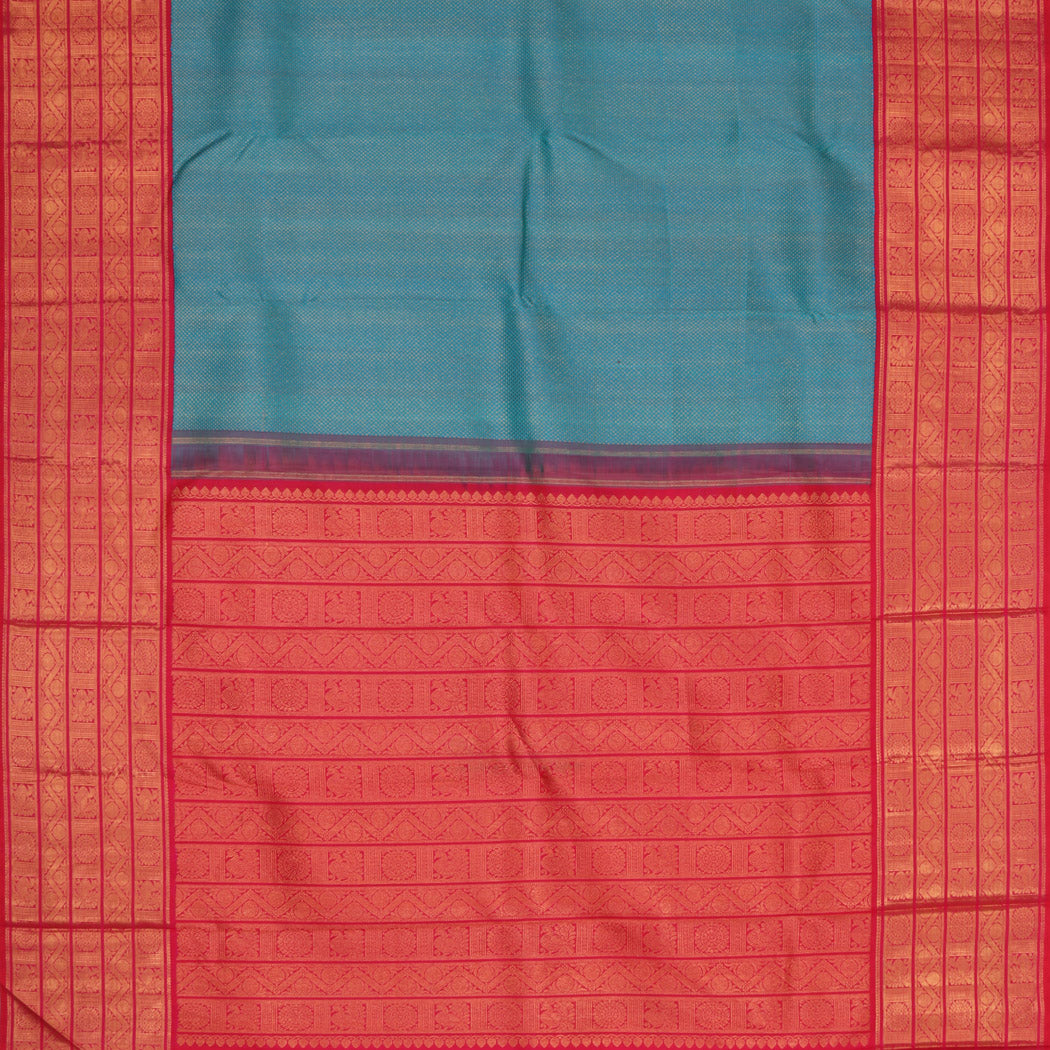 Cerulean Blue Kanjivaram Silk Saree With Tiny Buttis