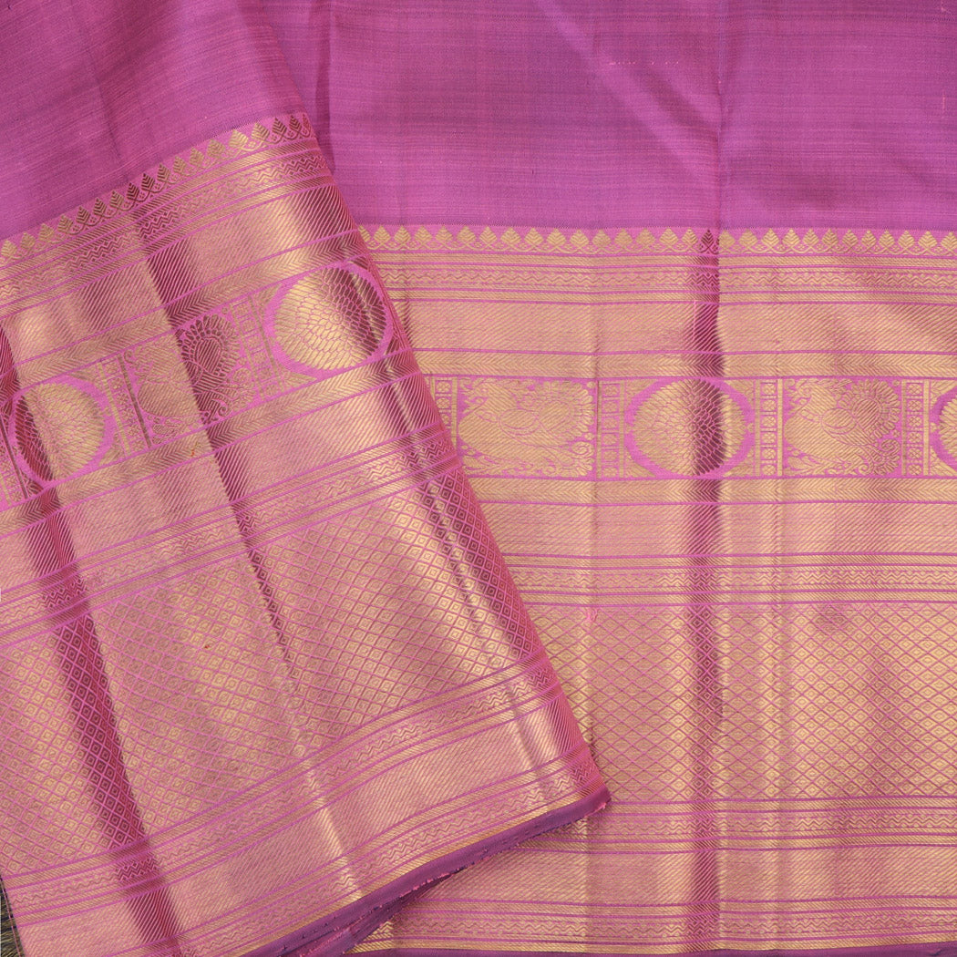 Bubblegum Pink Kanjivaram Silk Saree With Floral Motifs