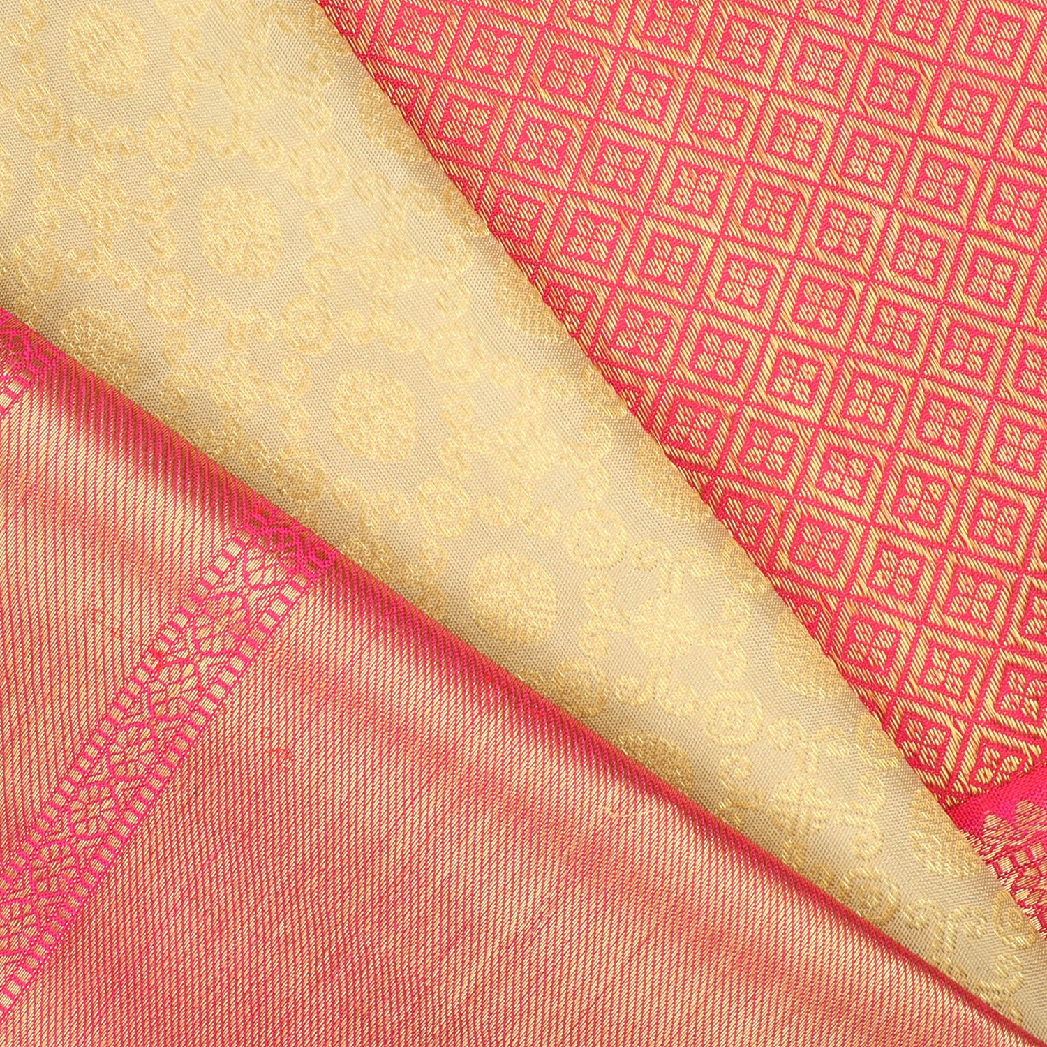 Cream Kanjivaram Silk Saree With Floral Pattern
