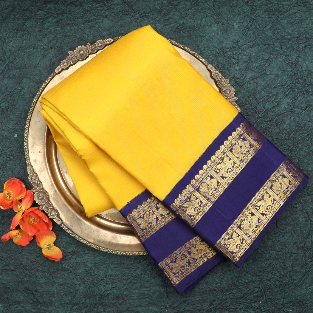 Bright Yellow Kanjivaram Silk Saree