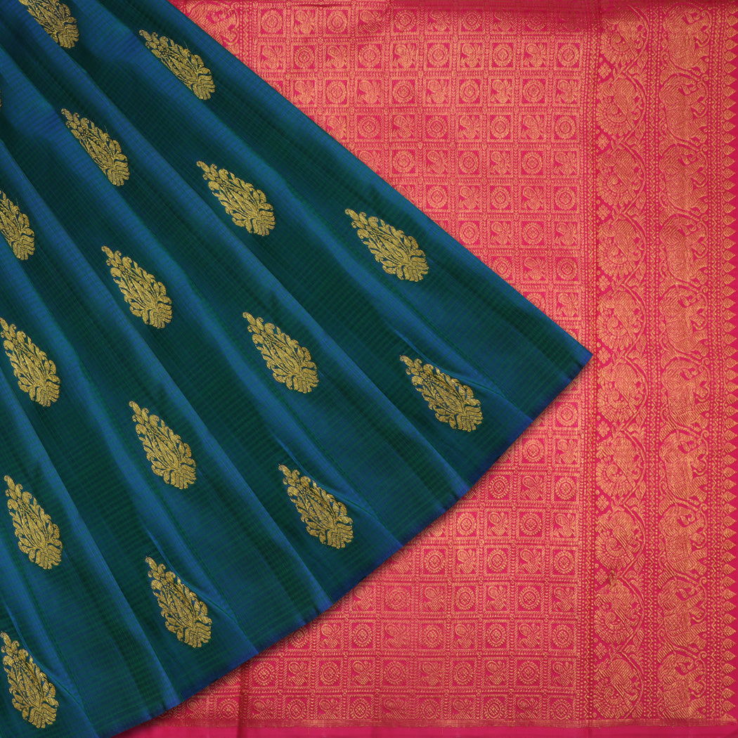 Buy Pink & Blue - Borderless Soft Silk with zari woven floral motifs on the  body online | Soft Silk from ShrusEternity