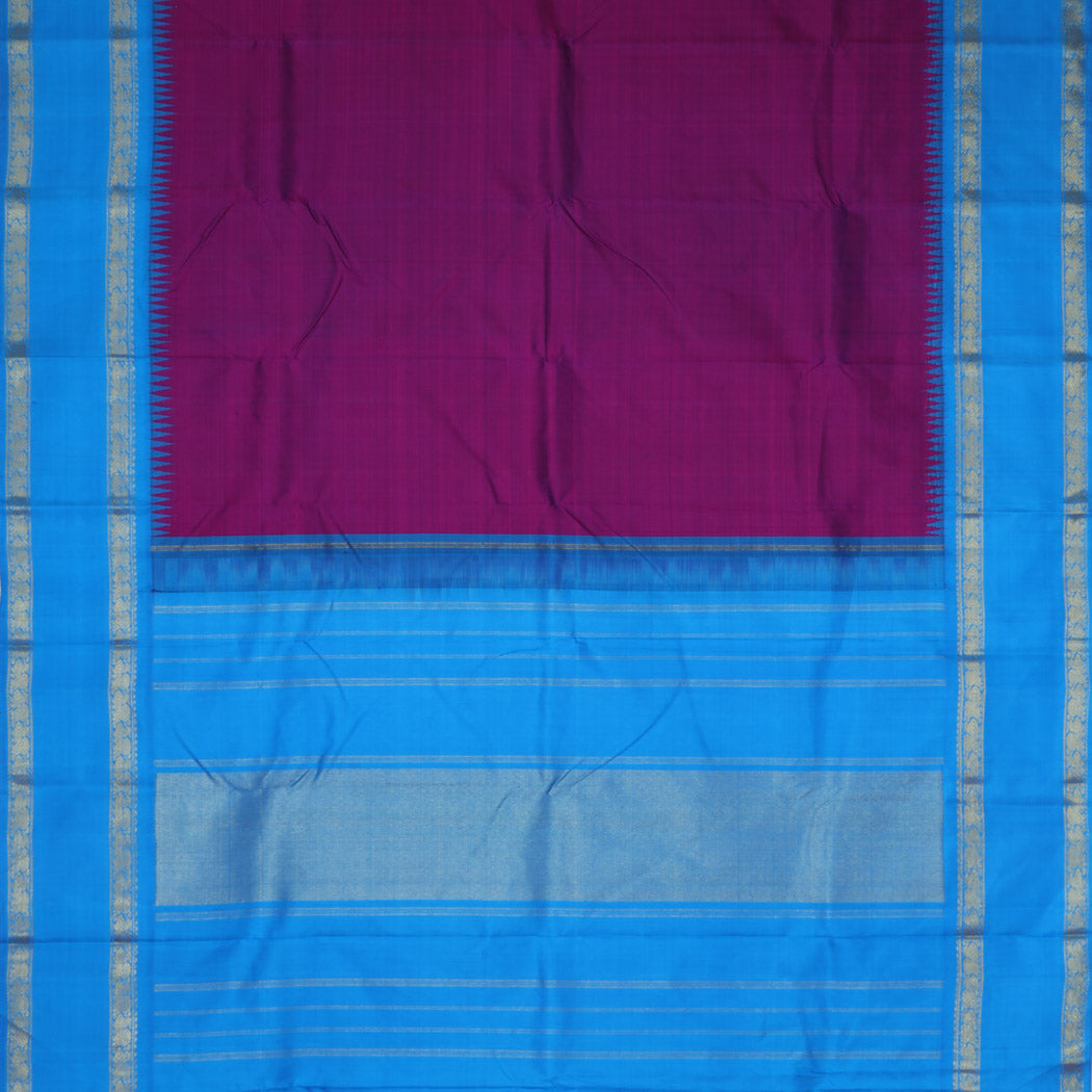 Magenta Pink Kanjivaram Silk Saree With Retu Petu Border