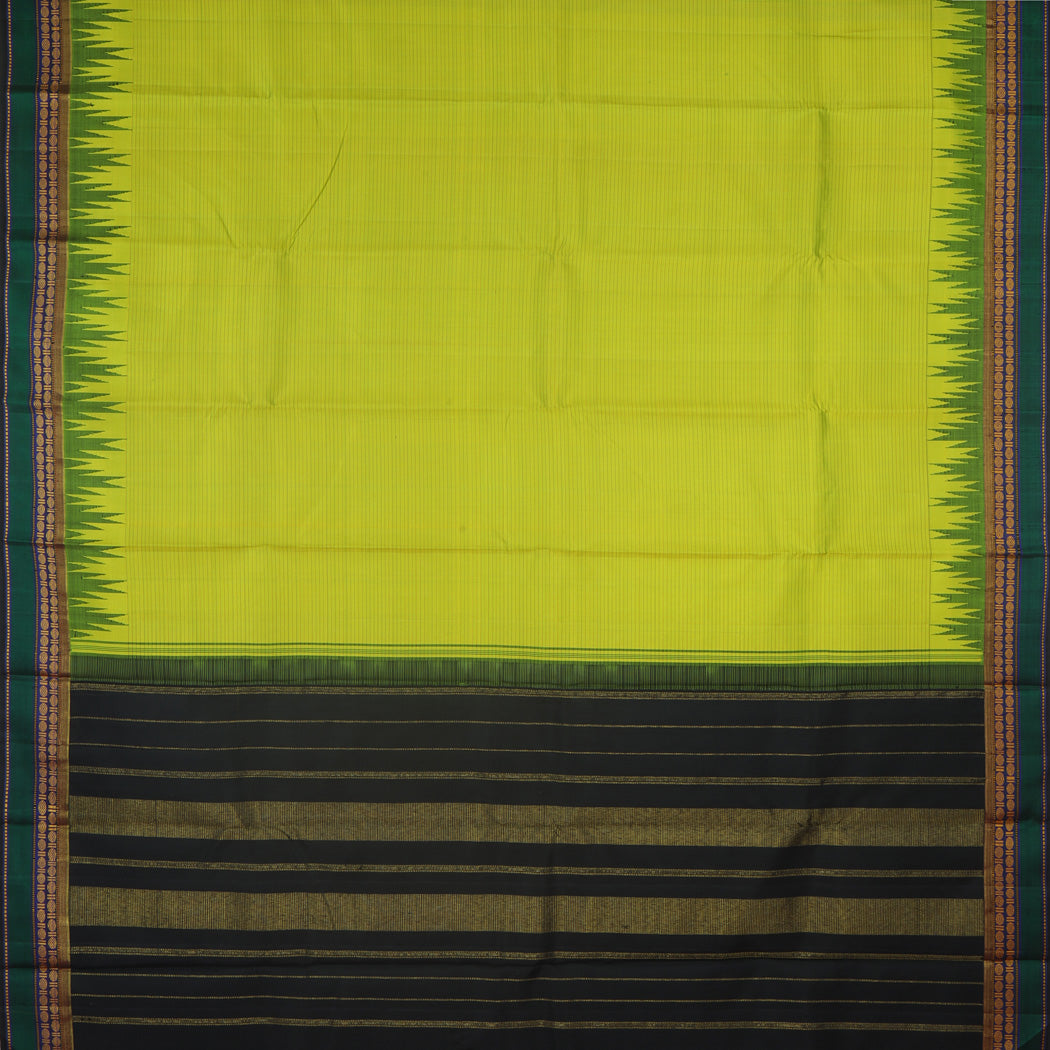 Light Green Kanjivaram Silk Saree With Temple Pattern