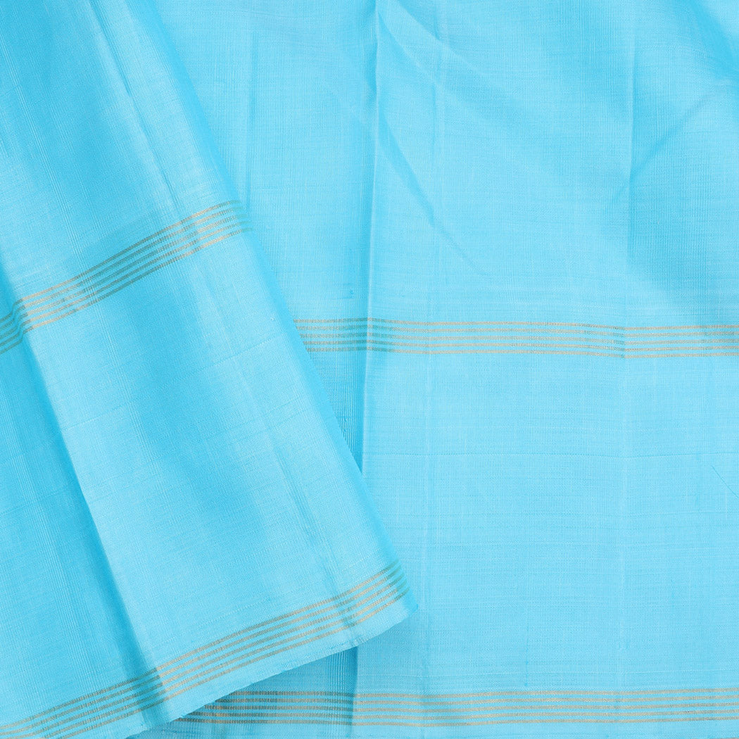 Pastel Cream Kanjivaram Silk Saree With Temple Motifs
