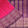 Bright Pink Kanjivaram Silk Saree With Floral Booties Pattern