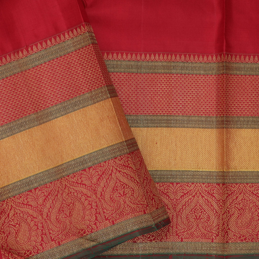 White Kanjivaram Silk Saree With Checks Pattern