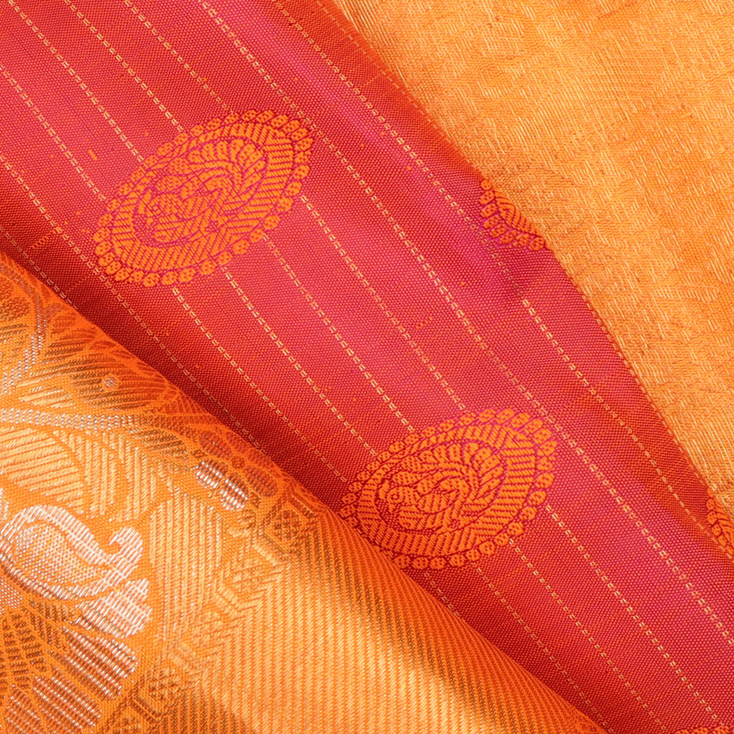 Rogue Pink Kanjivaram Silk Saree With Mayil Chakra Motifs ...