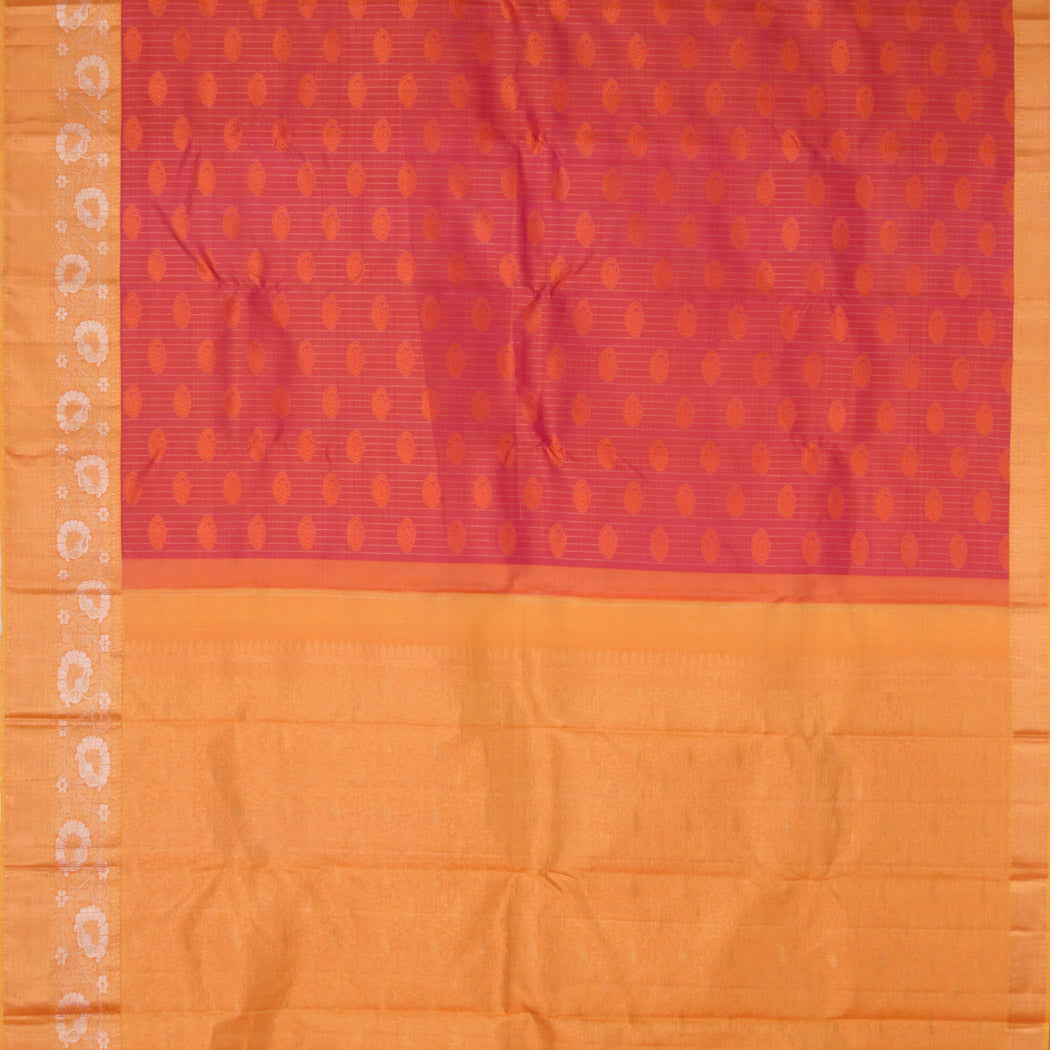 Rogue Pink Kanjivaram Silk Saree With Mayil Chakra Motifs