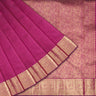 Magenta Pink Kanjivaram Silk Saree With Checks Pattern