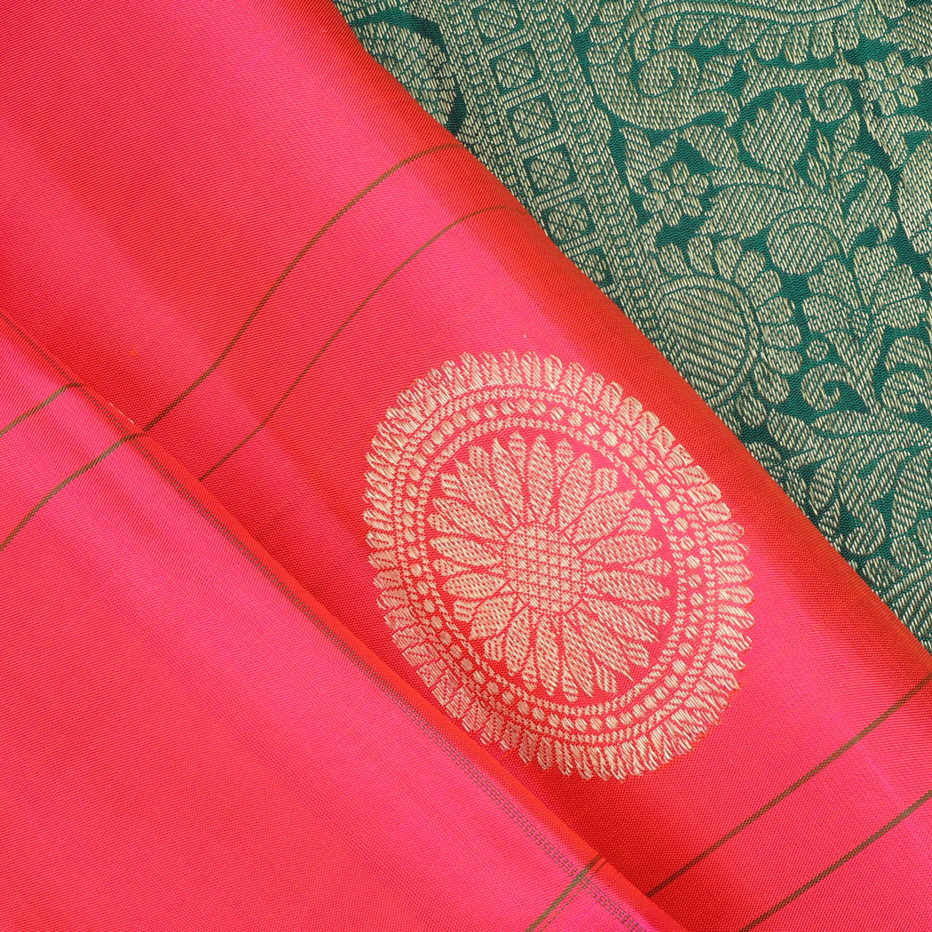 Hot Pink Kanjivaram Silk Saree With Bhoochakra Motifs