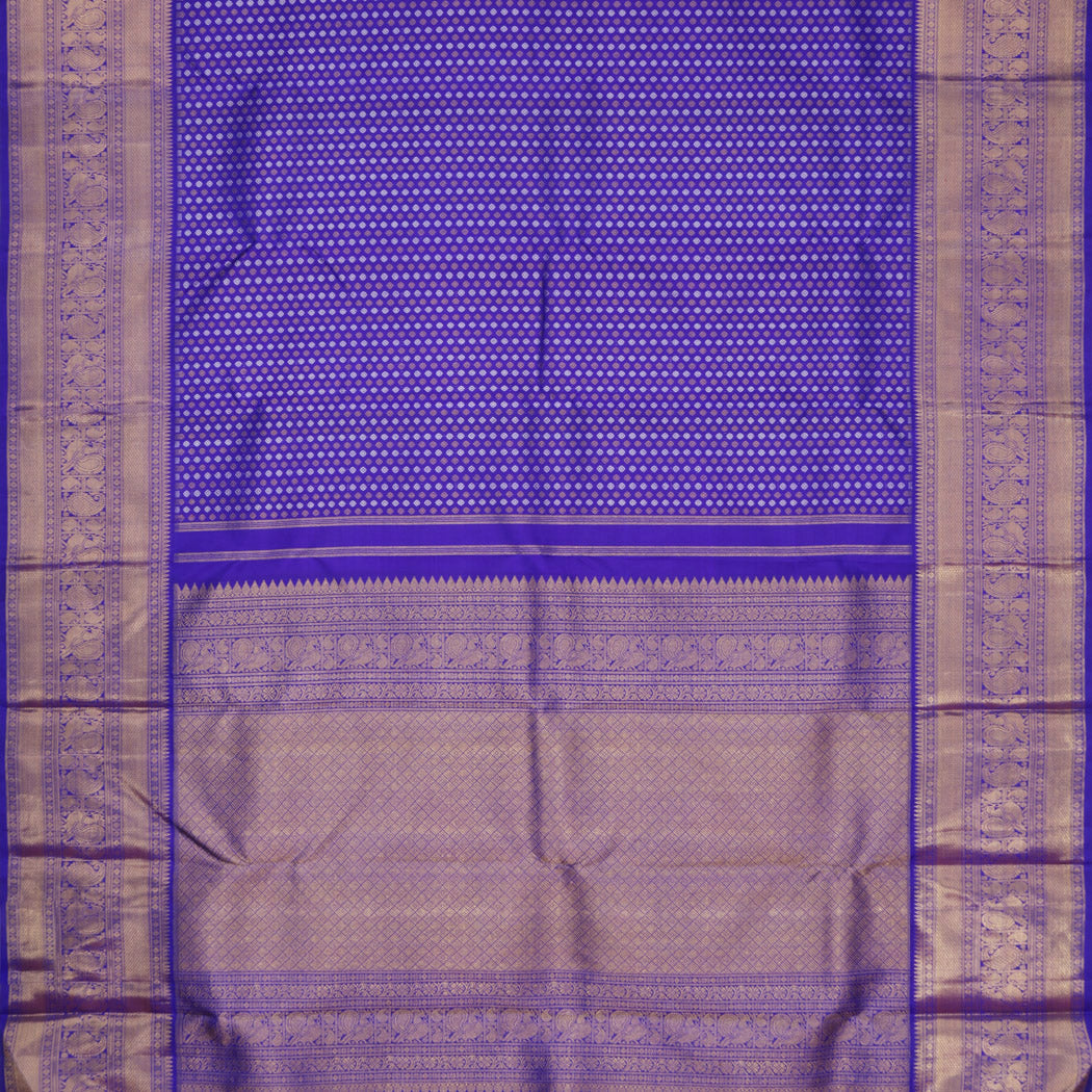 Cobalt Blue Kanjivaram Silk Saree With Tiny Floral Buttis