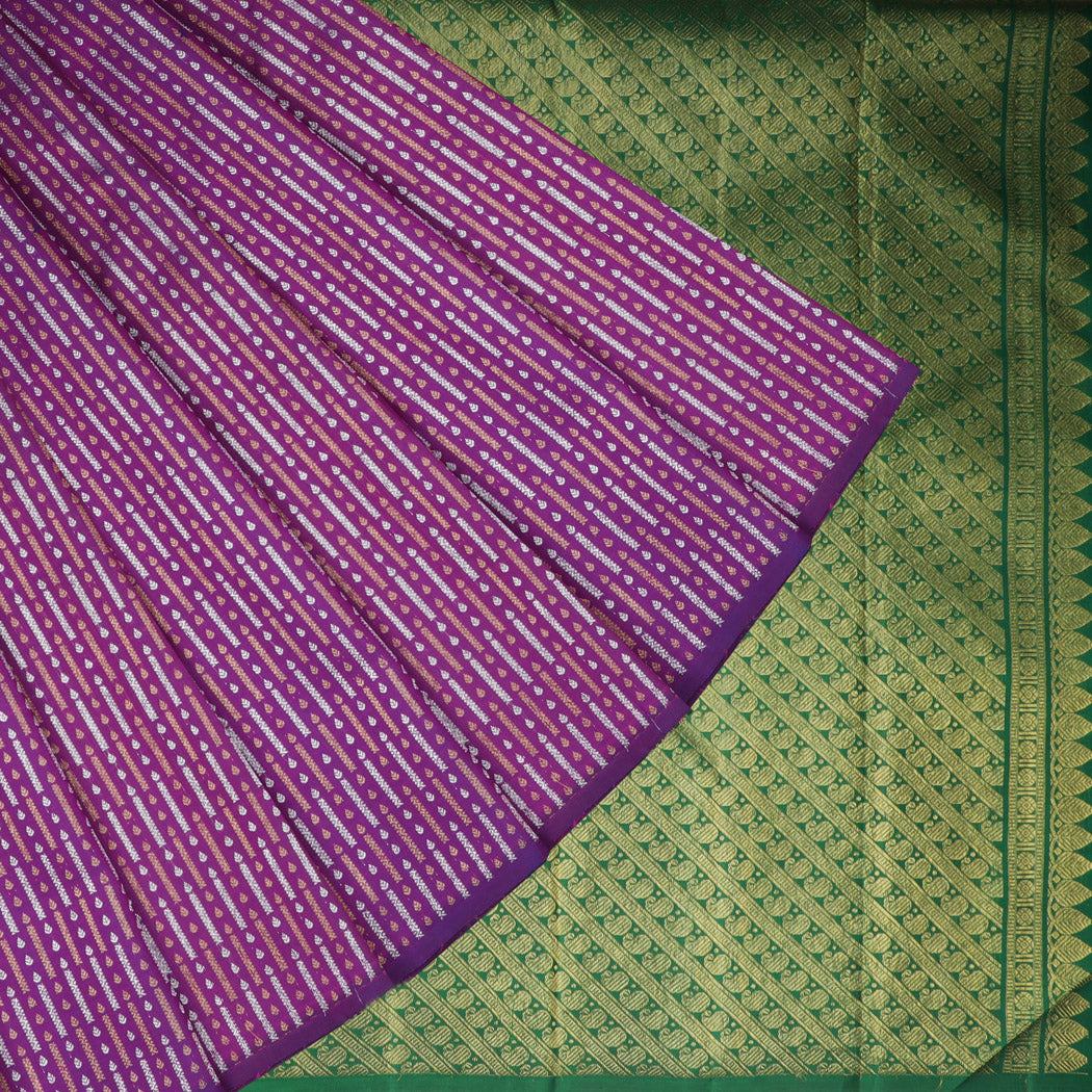 Violet Kanjivaram Silk Saree With Interesting Pattern