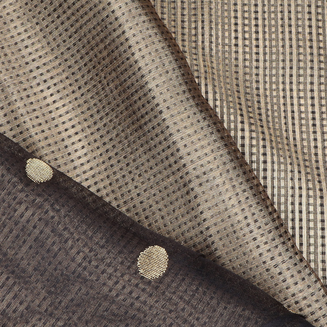 Robust Silver Tissue Saree With Polka Dots