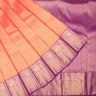 Peach Kanjivaram Silk Saree With Stripes Pattern