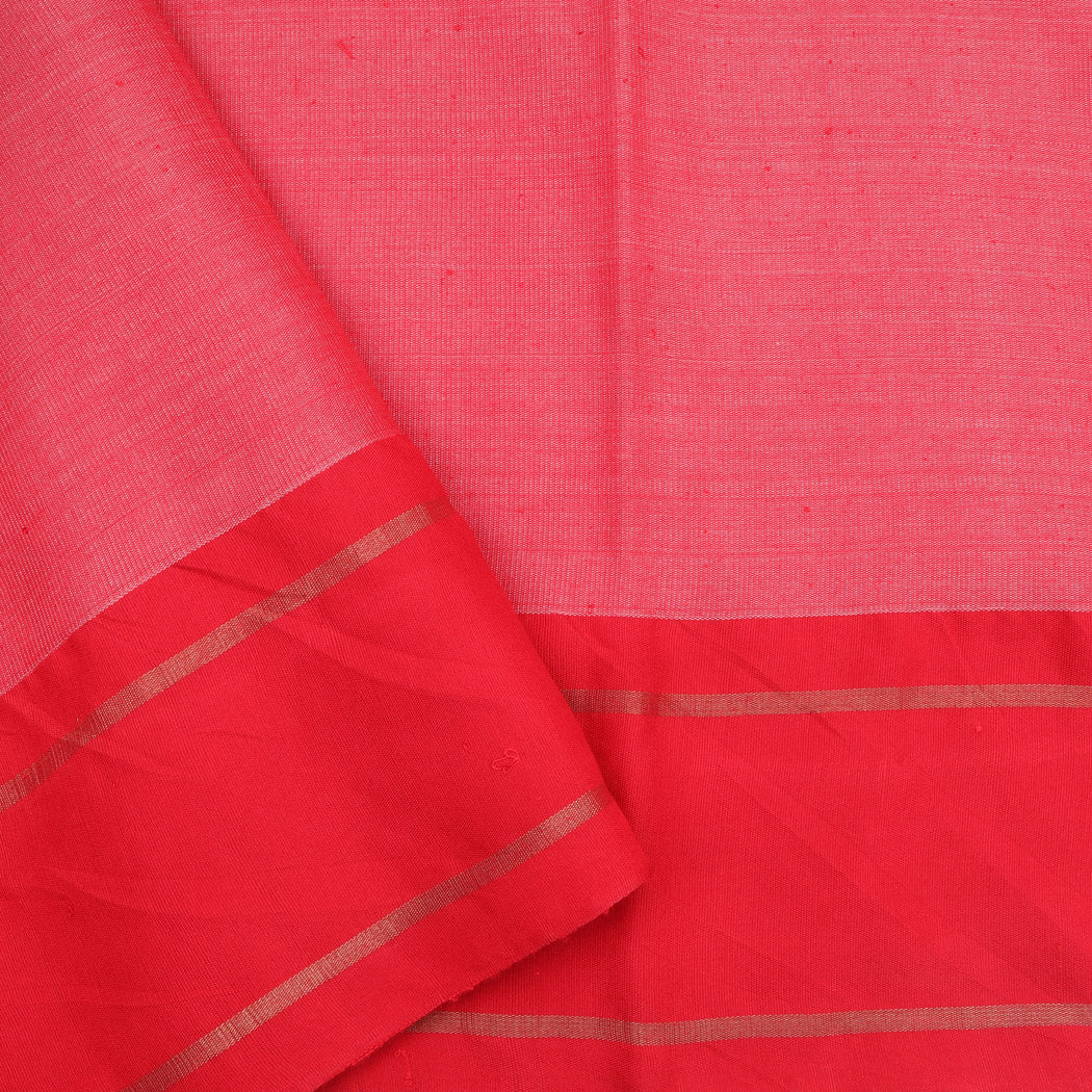 Bright Red Tussar Saree With Printed Floral Motifs