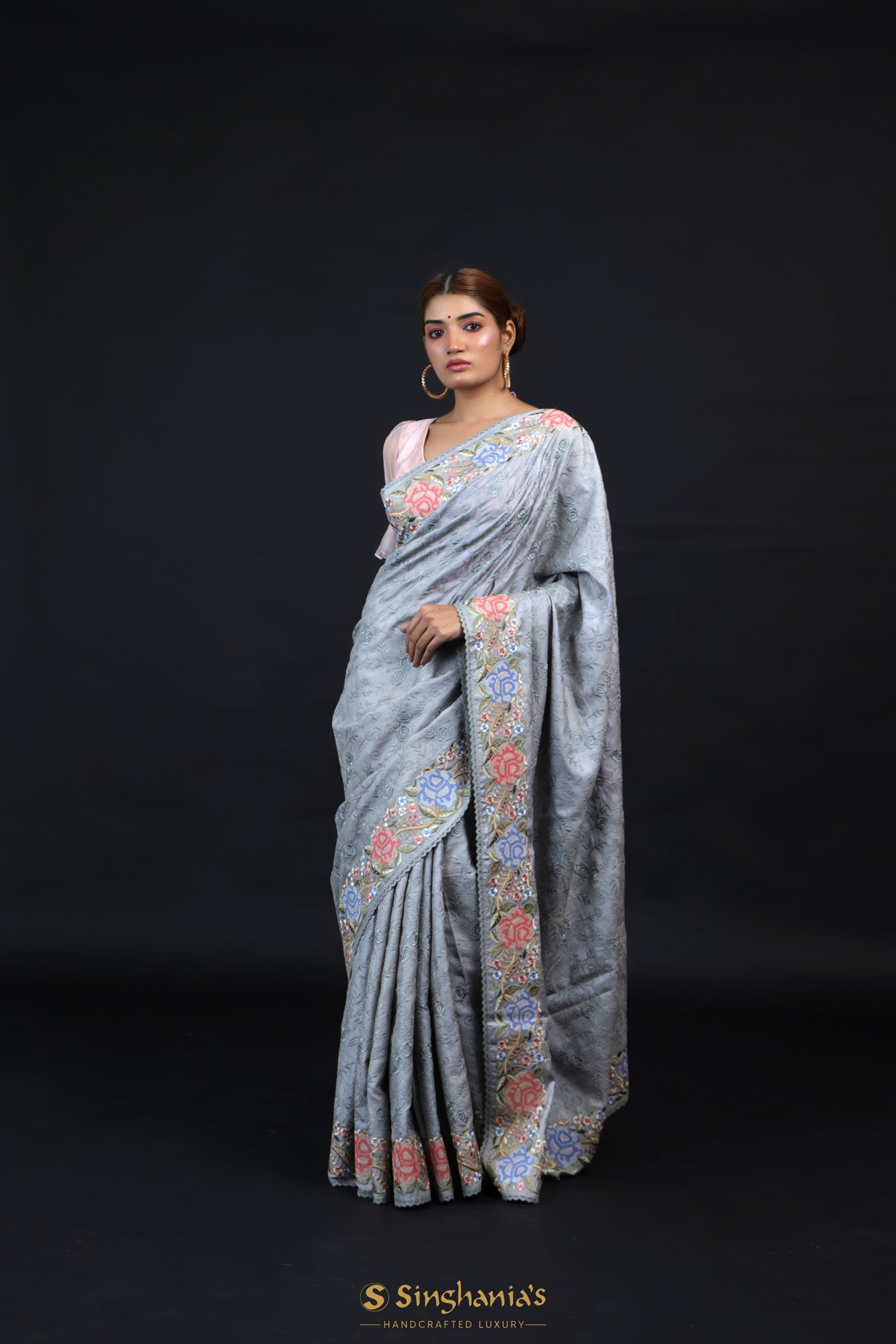 Brown Patola Silk Printed Saree With Blouse Piece GG000003 - www.gograbo.com