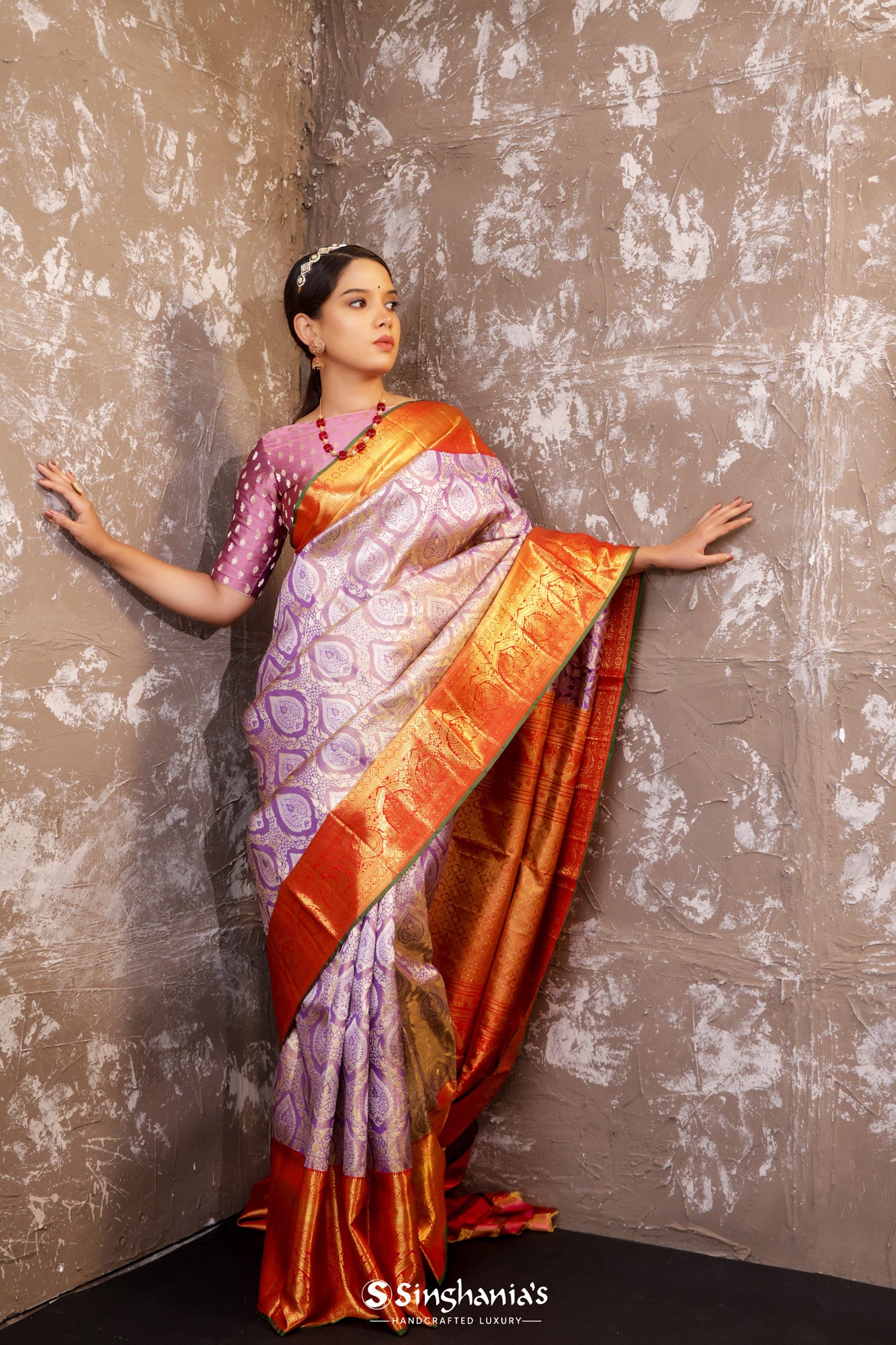 Luxurious Botanical Design Weave Pure Kanchi Tissue Saree – Cherrypick