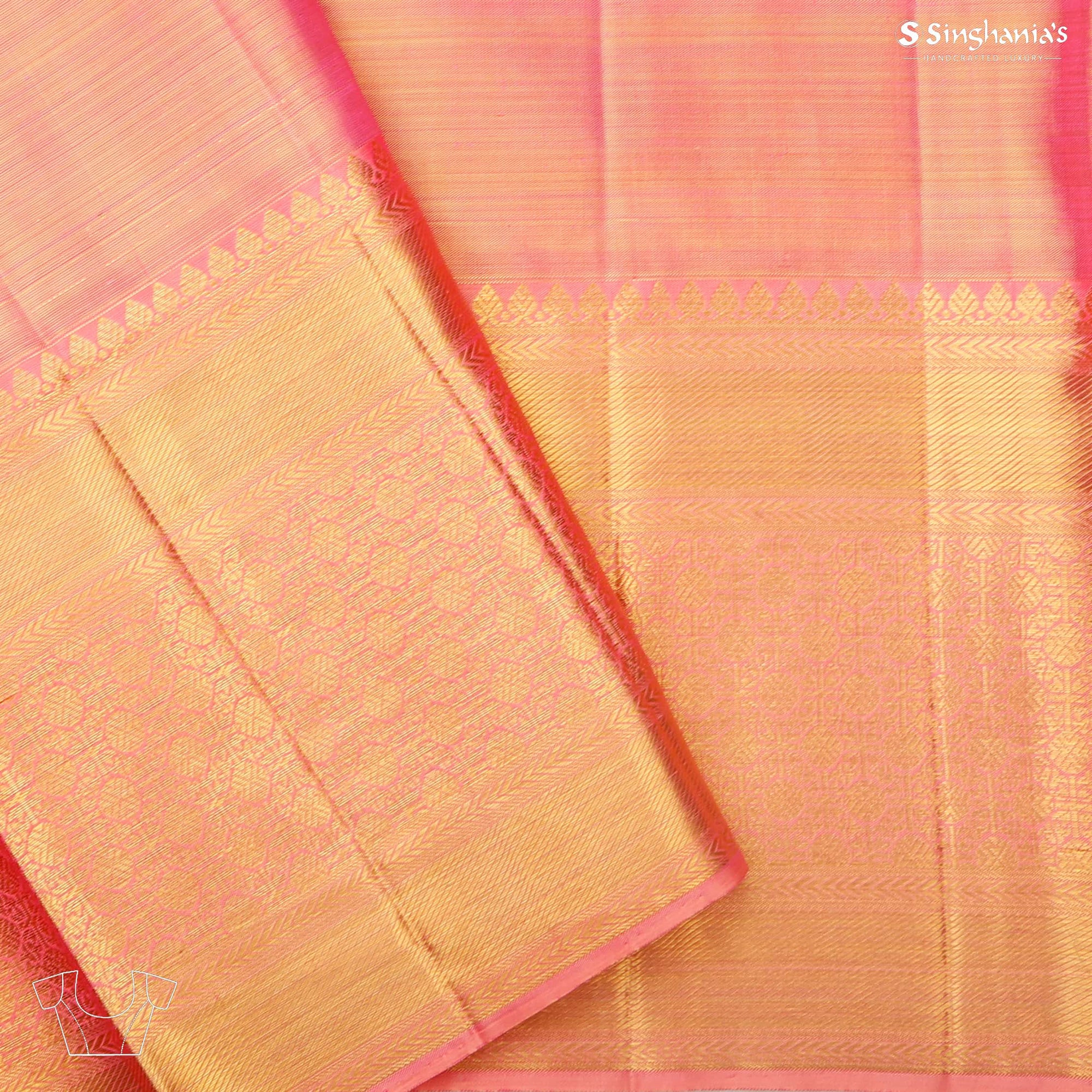 Light Gold Tissue Kanjivaram Silk Saree With Animal And Floral Jaal Design