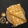 Orange Yellow Banarasi Silk Saree With Floral Jaal Weaving