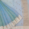 Blue Green Organza Embroidery Saree With Tiny Buttis