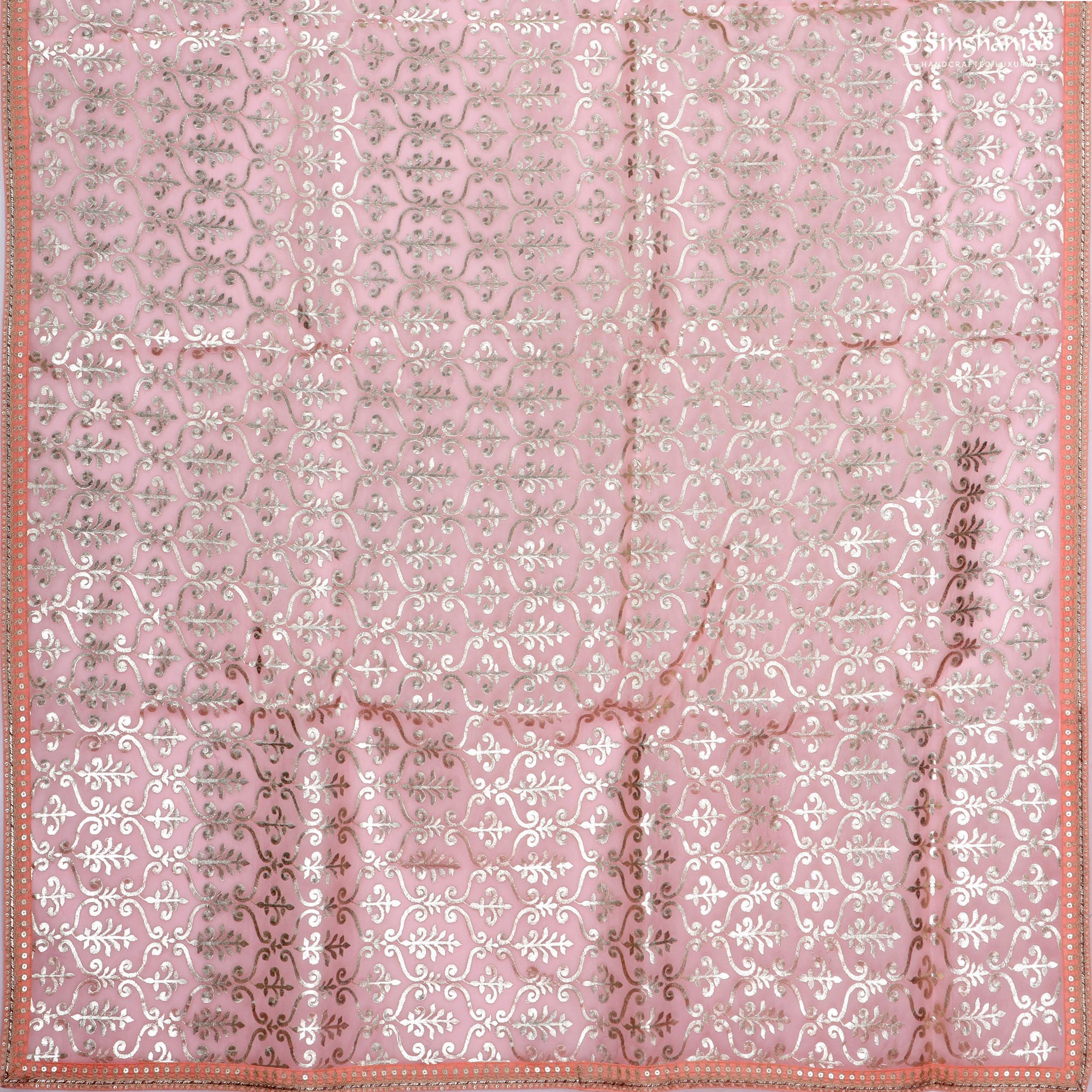 Pastel Pink Organza Saree With Sequin Embroidery