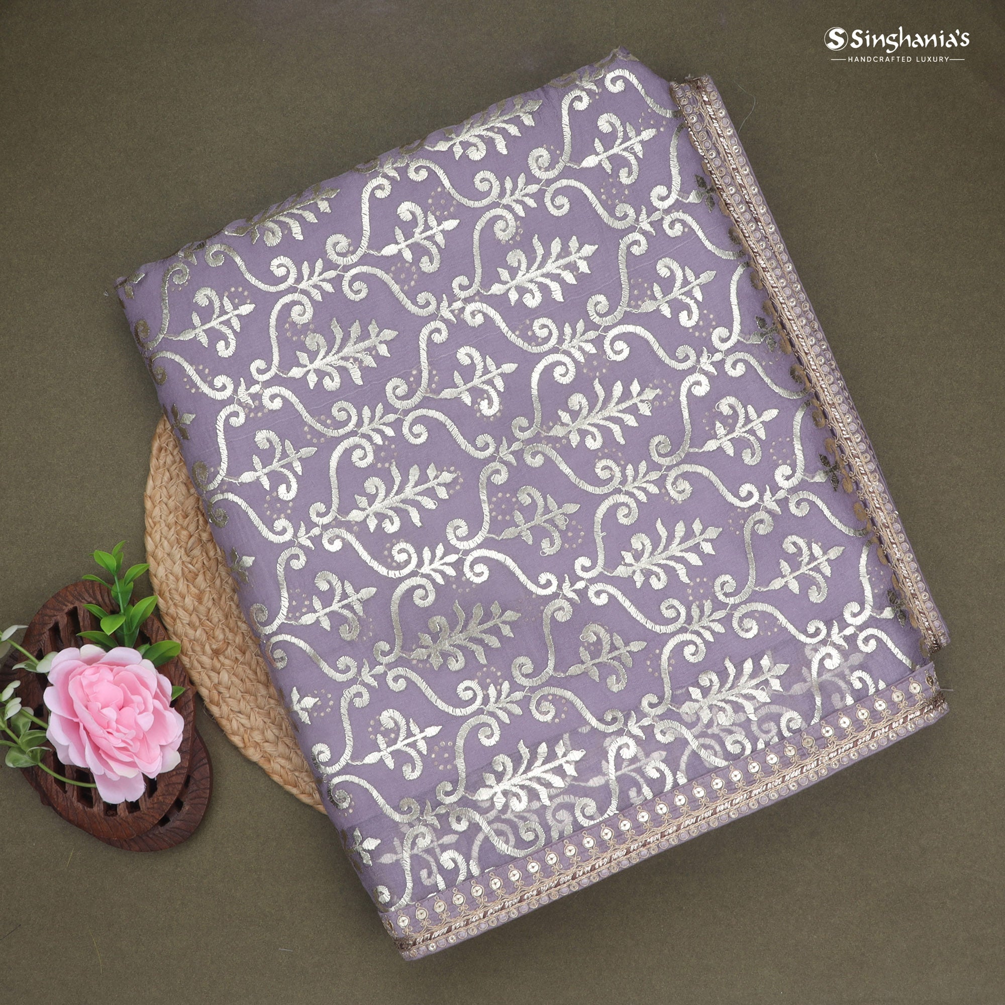 Pastel Purple Organza Saree With Sequin Embroidery
