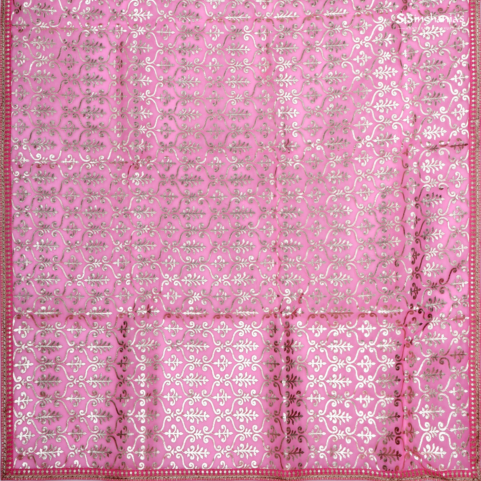 Bubblegum Pink Organza Saree With Sequin Embroidery