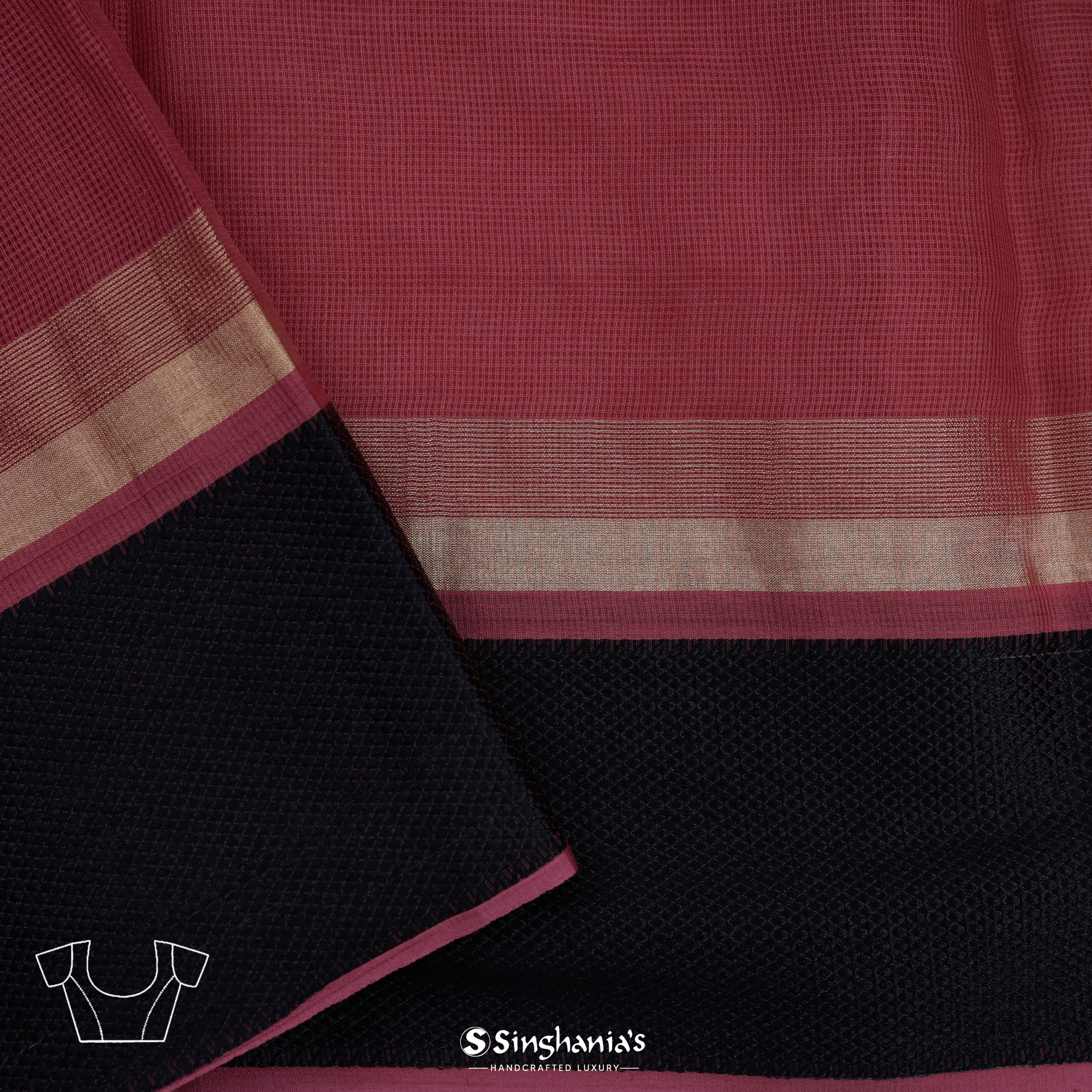 Garnet Red Chanderi Embroidery Saree With Floral Embroidery Motifs