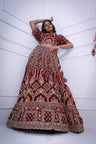 Blood Red Bridal Lehenga With Hand Embroidery
