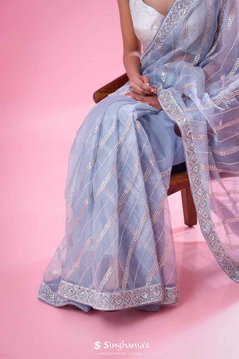 Kairi Icy Blue Saree – Saris and Things