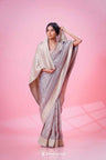 Pastel Purple Silk Saree With Hand Embroidery